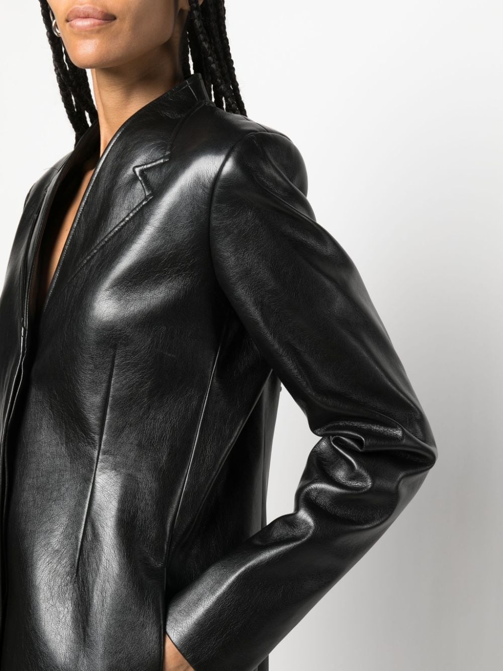 faux-leather midi coat - 5