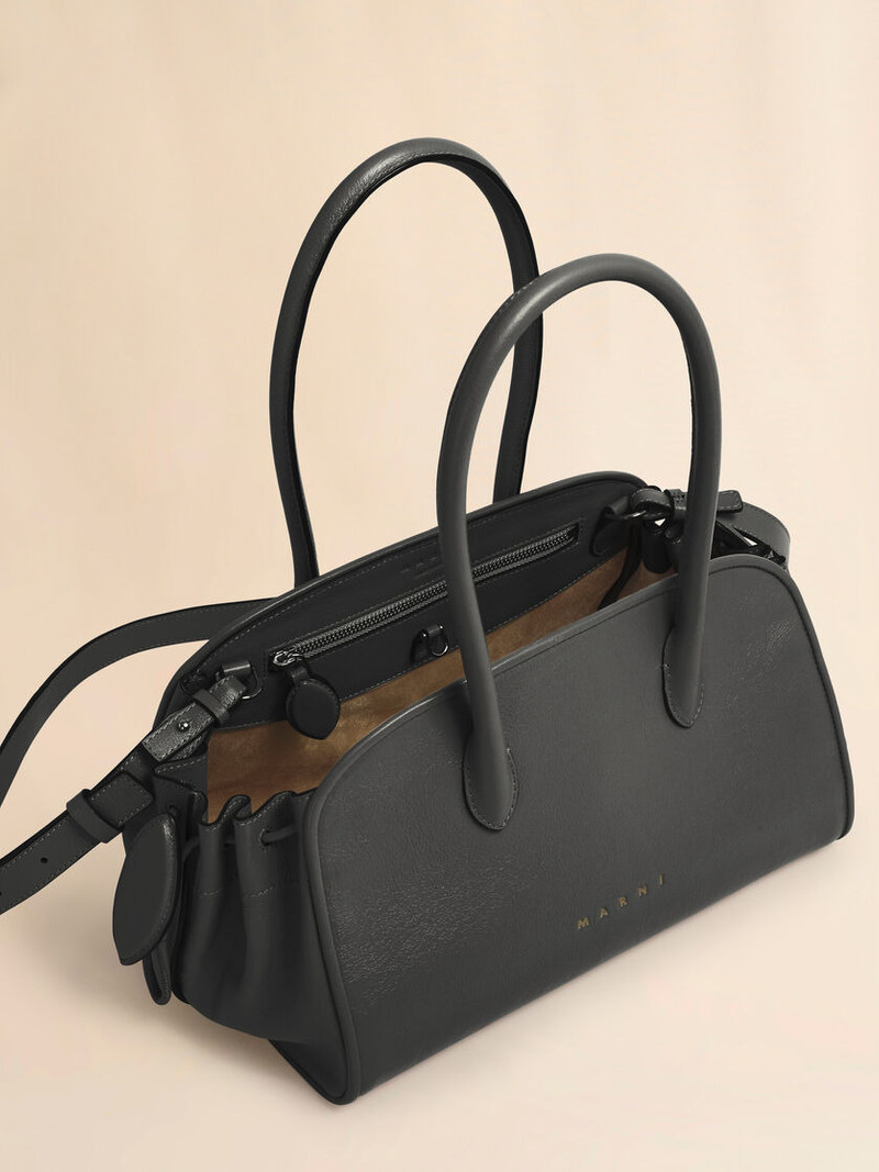 BLACK LEATHER TULIPEA SMALL HANDBAG 3