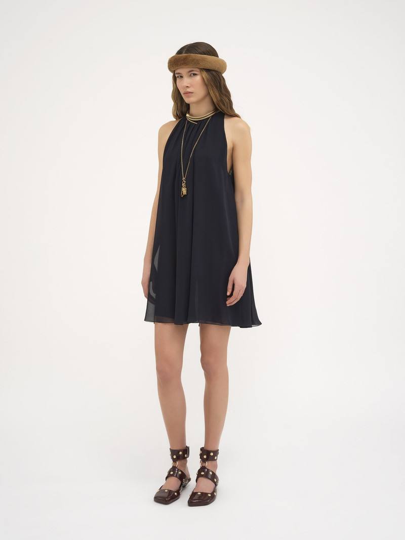 MINI CAPE DRESS IN SILK GEORGETTE 4