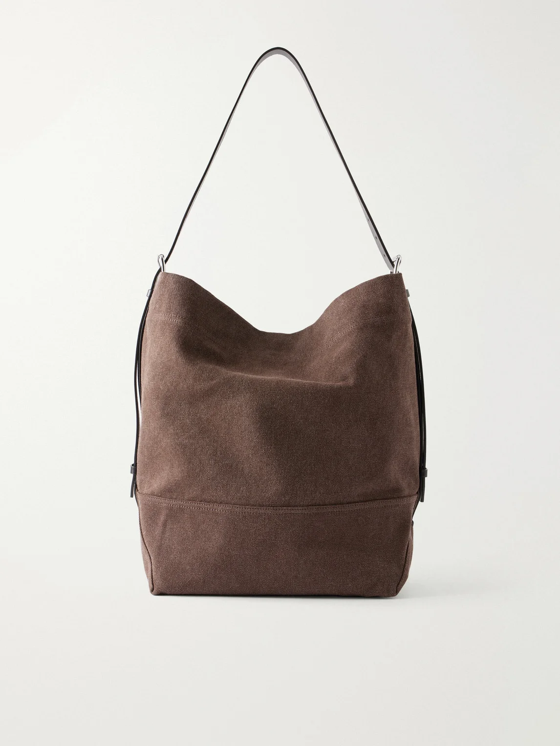 Leather-Trimmed Canvas Tote Bag - 1