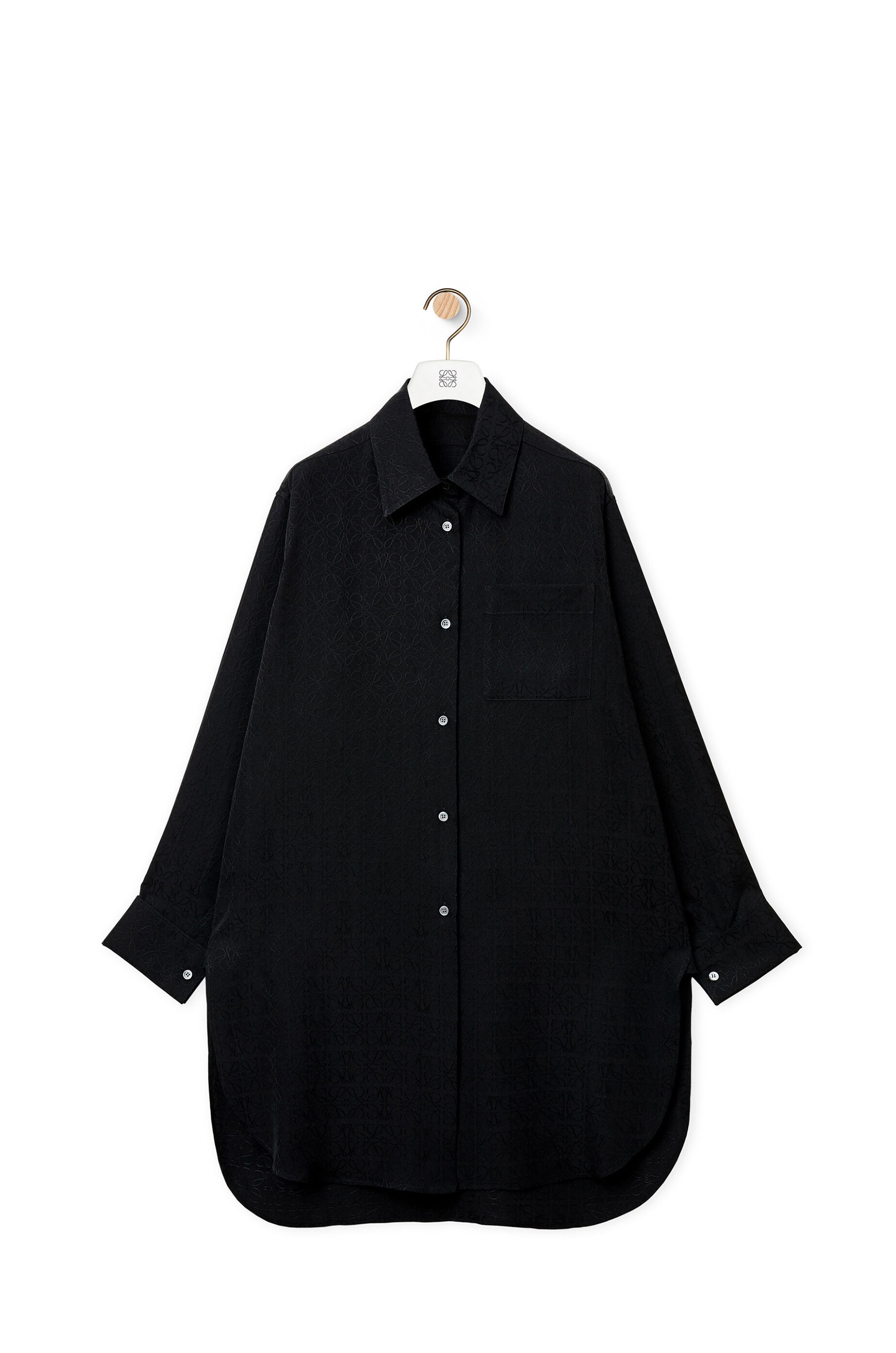 Anagram jacquard  long shirt in silk - 1