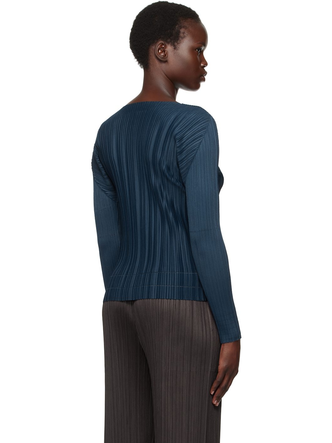 Navy Soft Pleats Top - 3