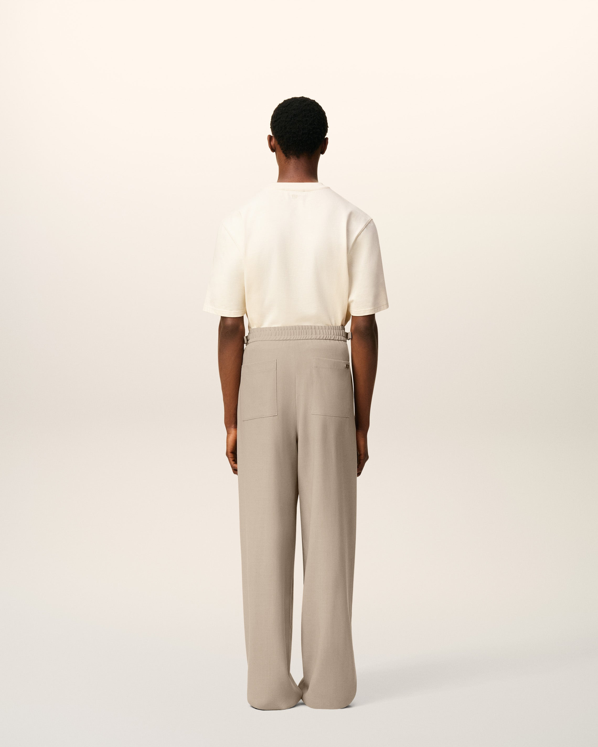 BEIGE WOOL ELASTICATED TROUSERS - 4