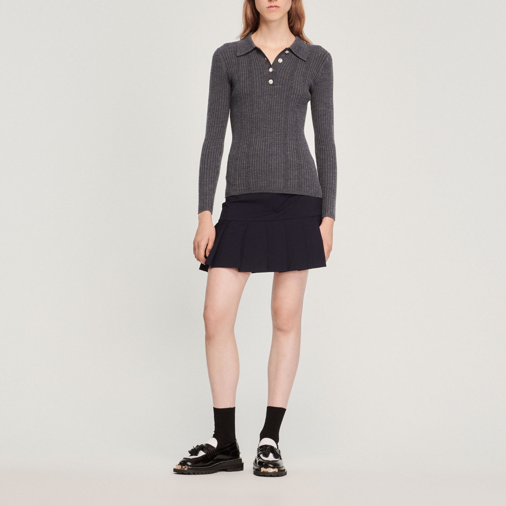 Knit sweater with jewel buttons - 3