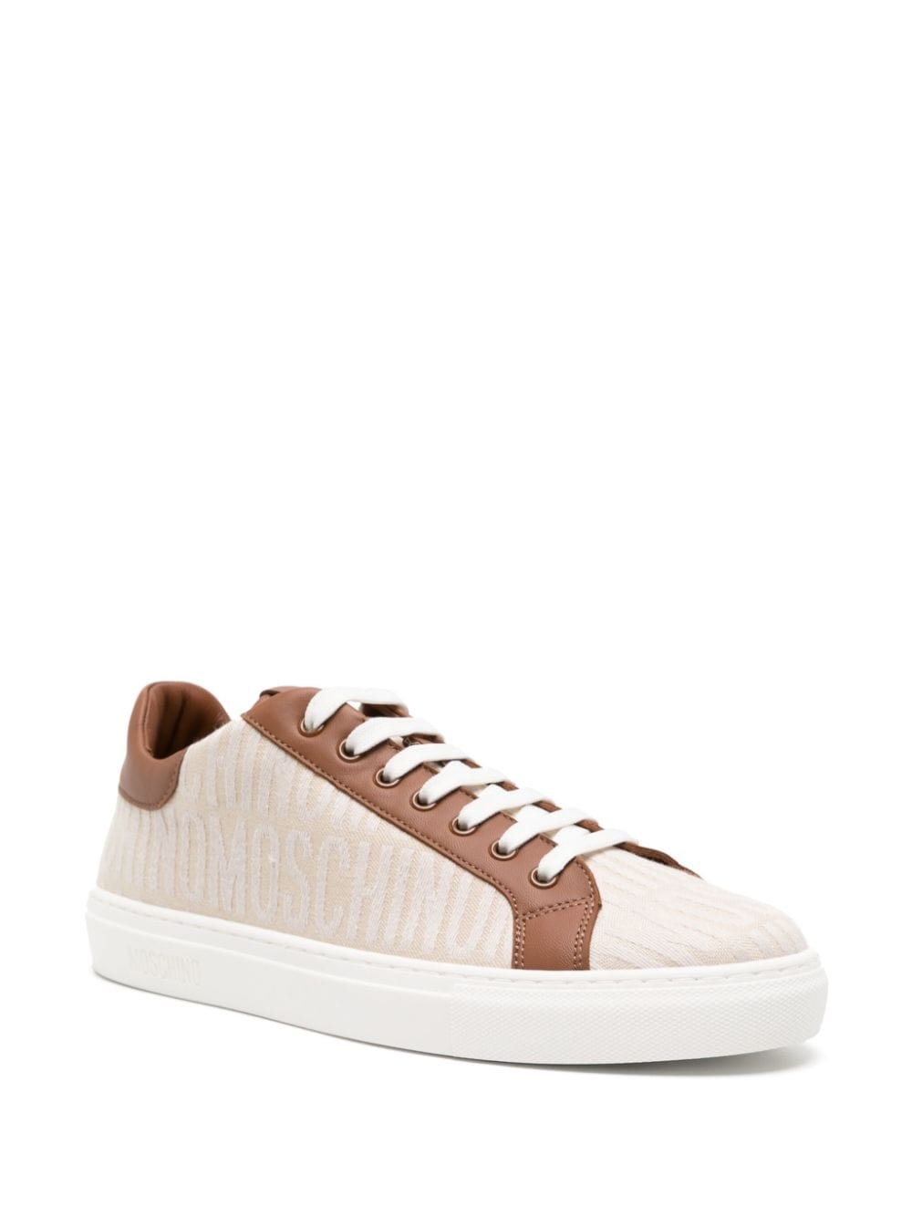 embroidered-logo panelled-leather sneakers - 2