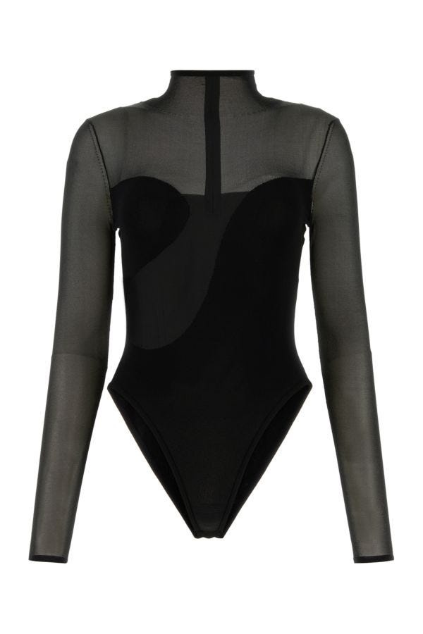 Black viscose blend bodysuit - 1