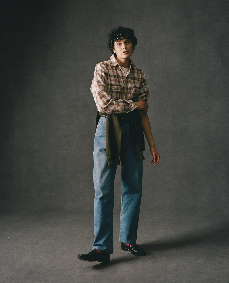 Ecru Check Cotton Two-Pocket Work Shirt 8