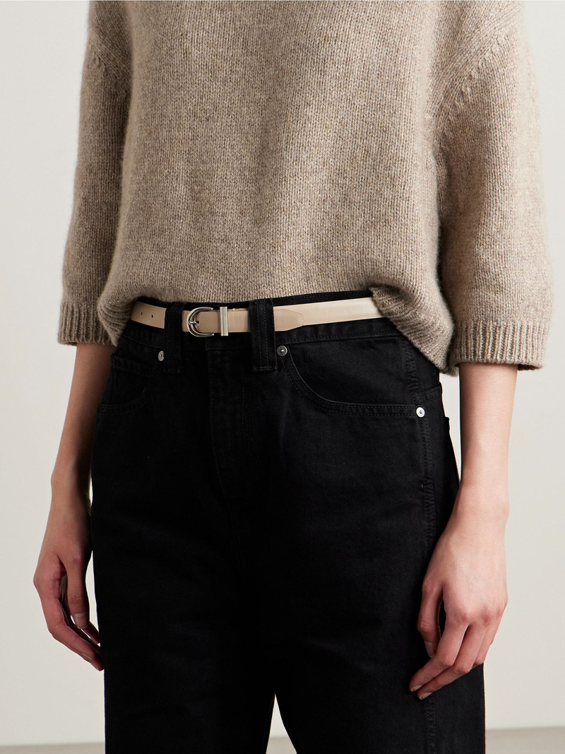 KHAITE Luna leather belt Ivory outlook