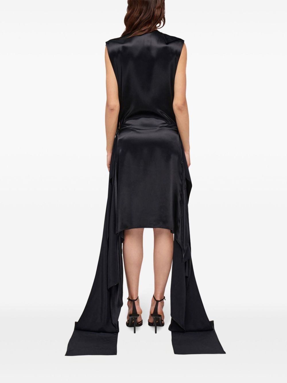 satin-weave slit-detail evening dress - 3