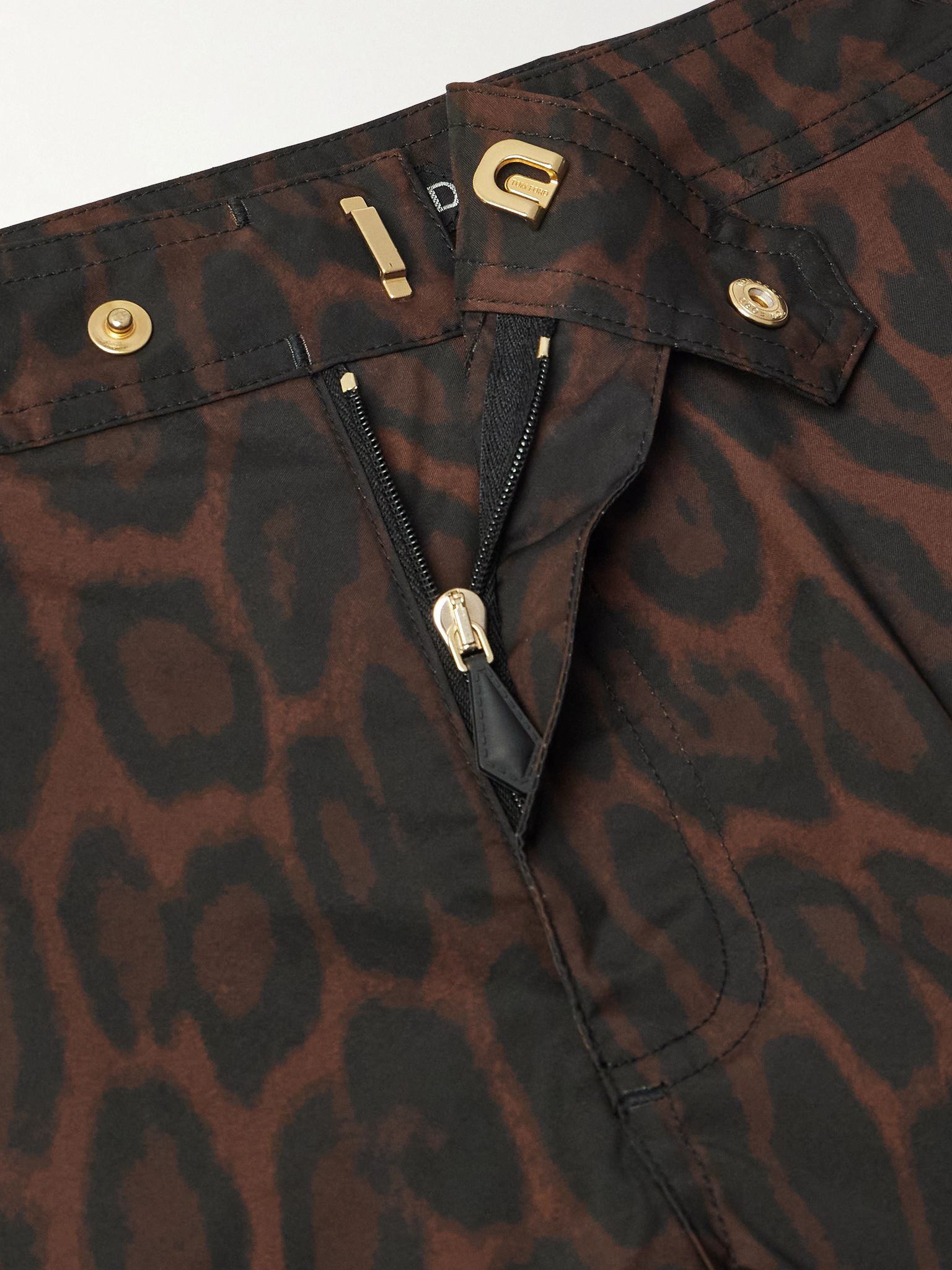 Straight-Leg Mid-Length Ocelot-Print Swim Shorts Brown - 4