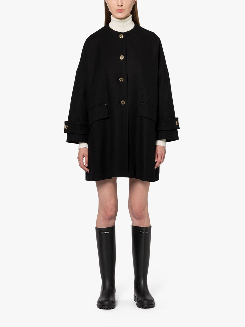 HUMBIE BLACK WOOL COLLARLESS COAT 3