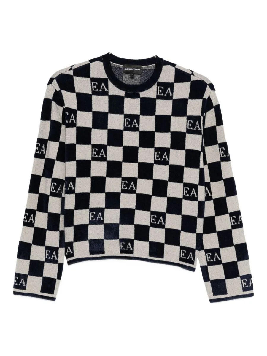 Emporio Armani Check Crewneck Sweater - 1