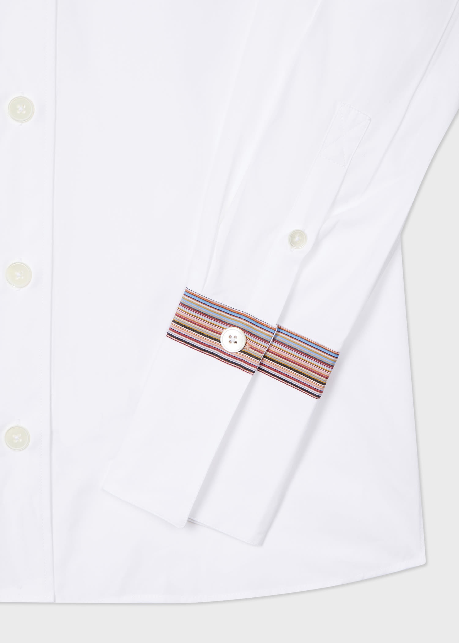 White 'Signature Stripe' Cuff Shirt - 2