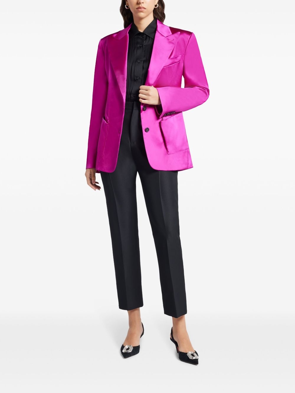 single-breasted satin blazer - 2