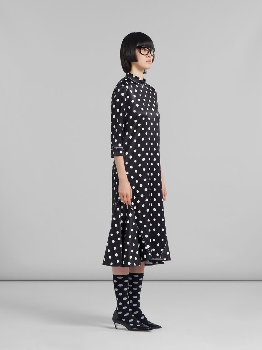BLACK SATIN DRESS WITH POLKA DOTS - 6