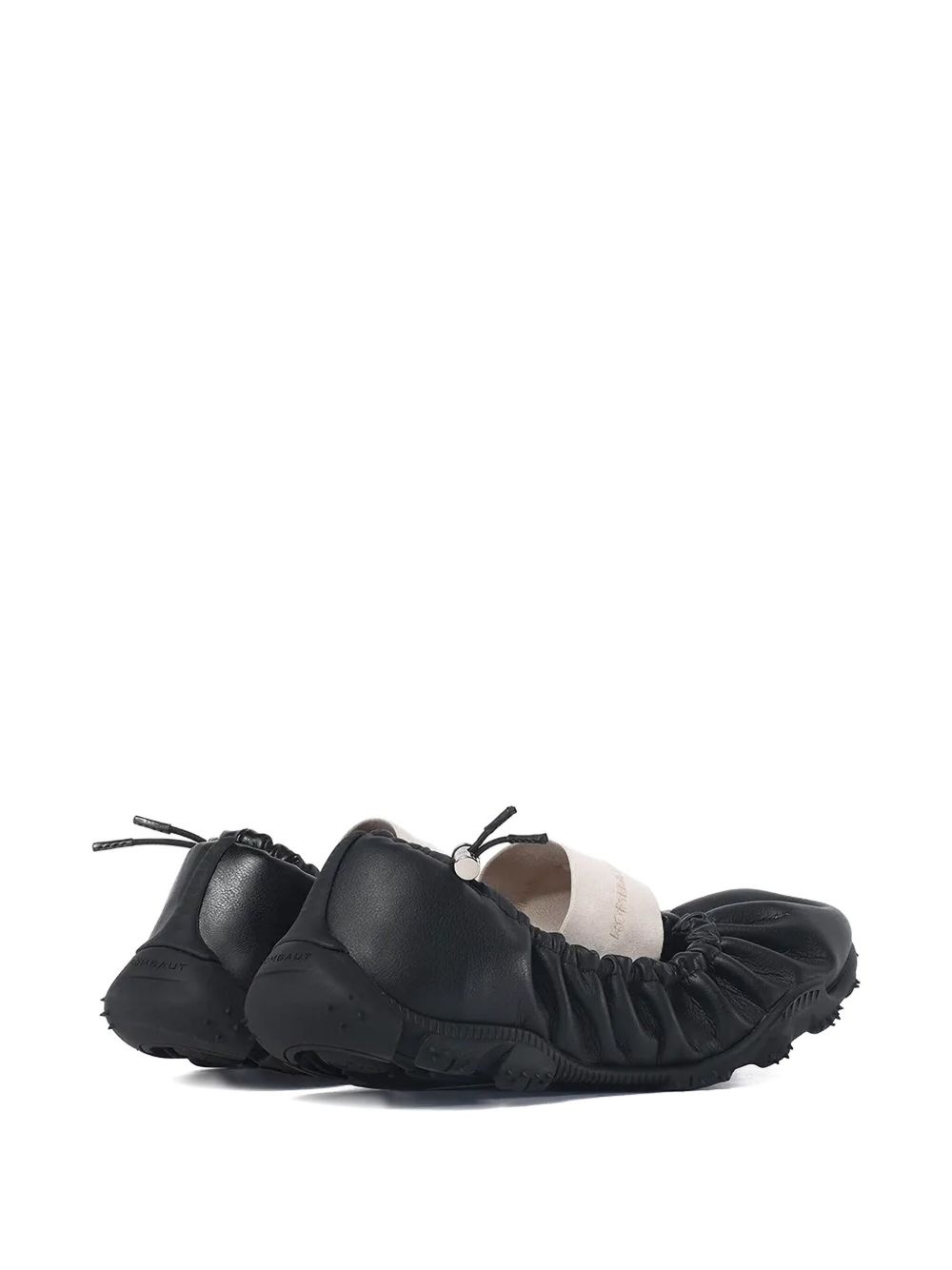 ruched leather ballet flats - 3