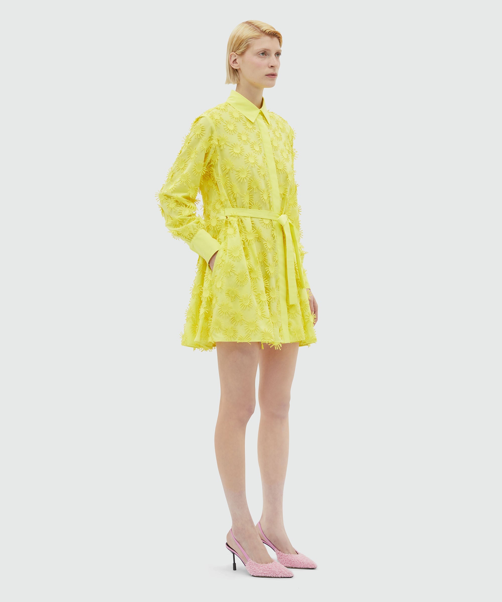 Short shirt dress in poplin with embroidery - 4