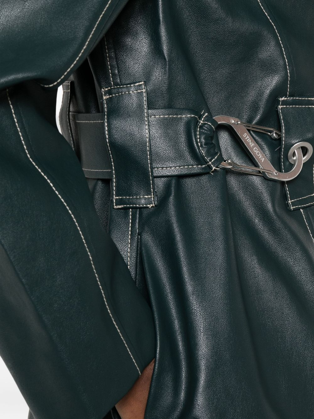 contrast-stitch coat - 5