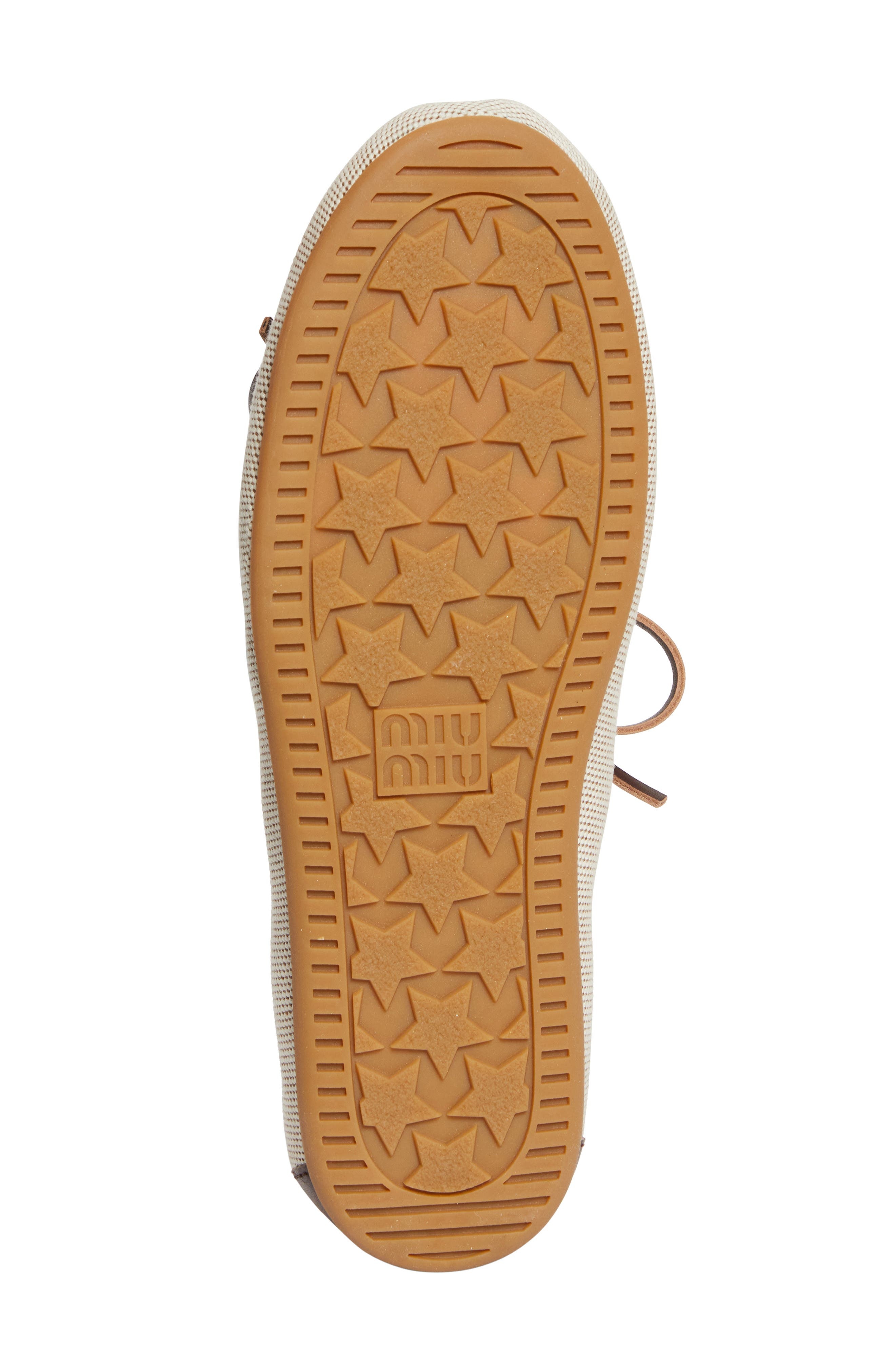 Miu Miu Canvas & Leather Boat Shoe in Naturale/Bruciato at Nordstrom - 6