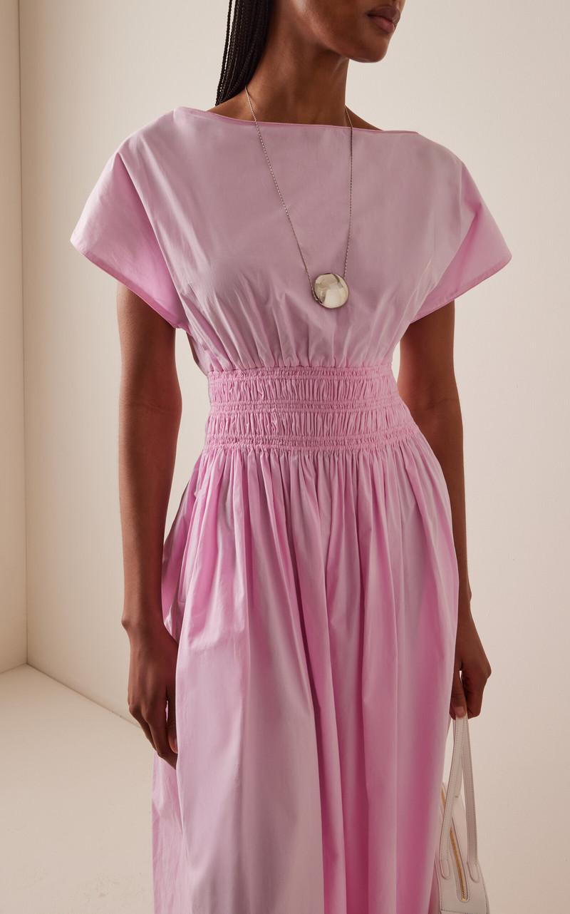 MATTEAU Exclusive Shirred Cotton Midi Dress pink outlook