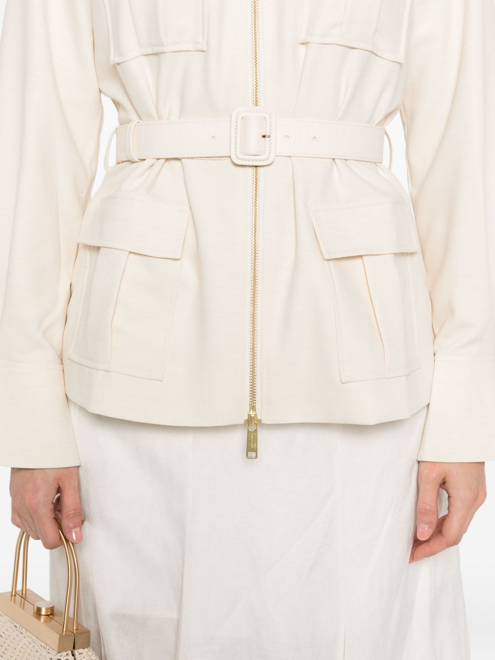 belted twill jacket - 5