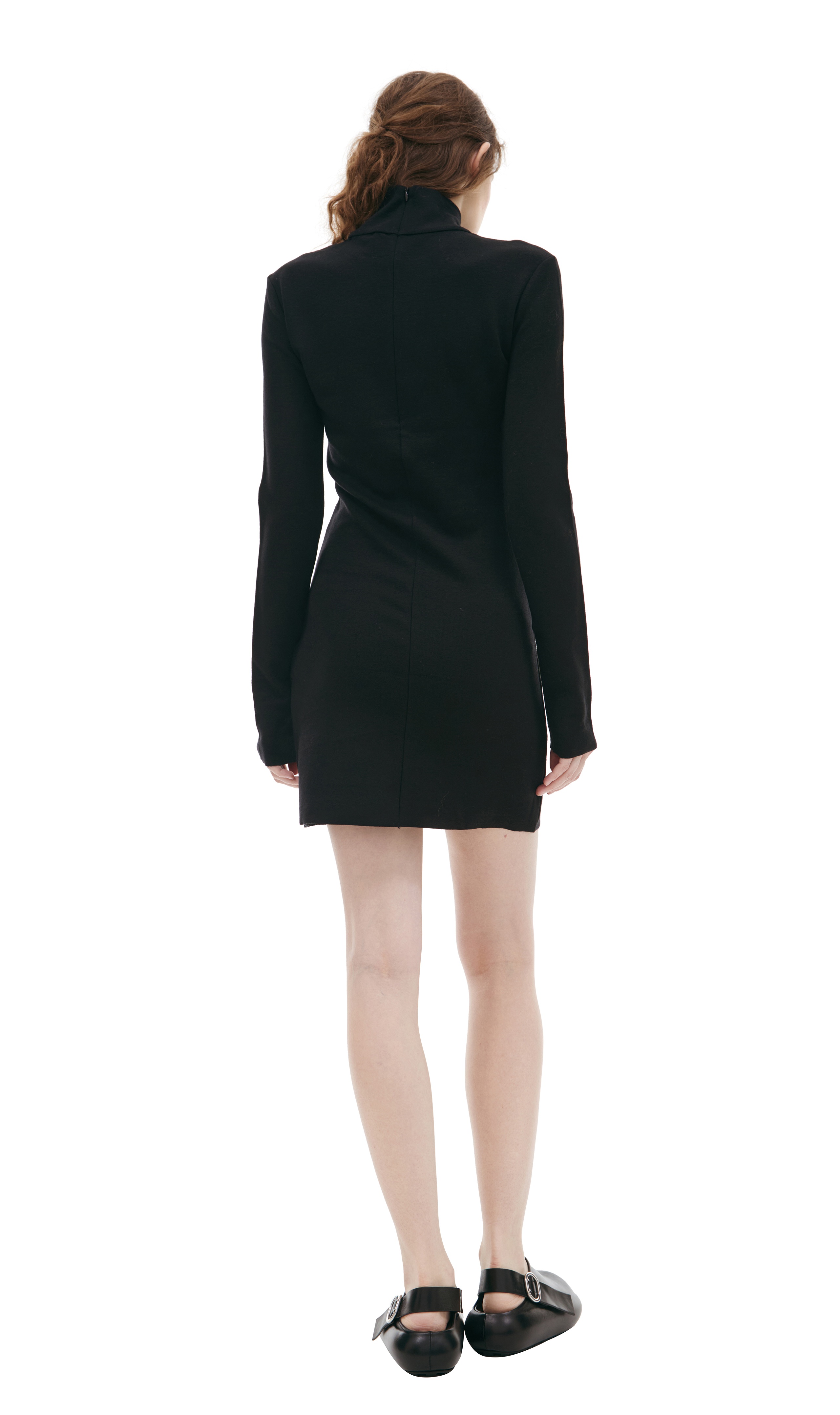 BLACK DRESS WITH HIGH COLLAR - 3