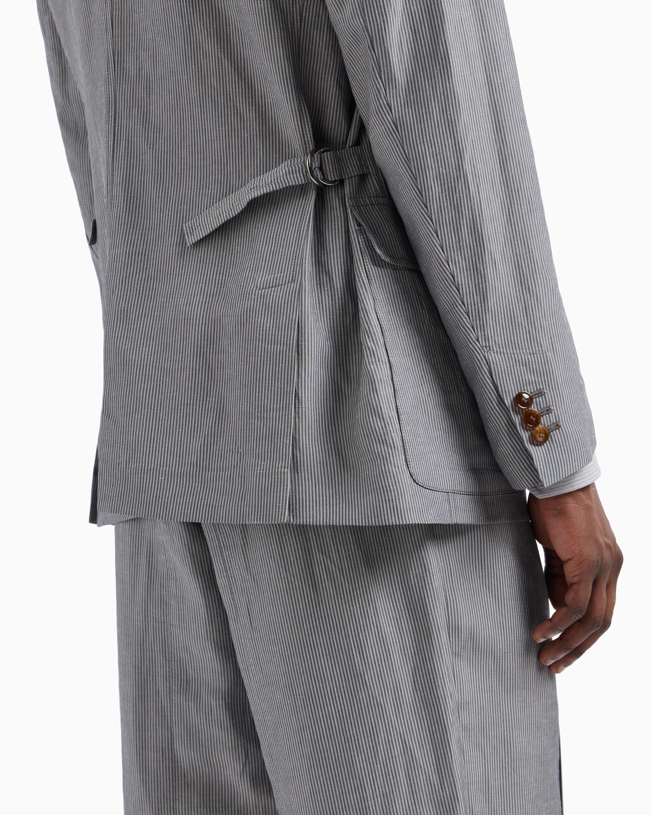 VISCOSE AND LINEN SINGLE-BREASTED JACKET - 6