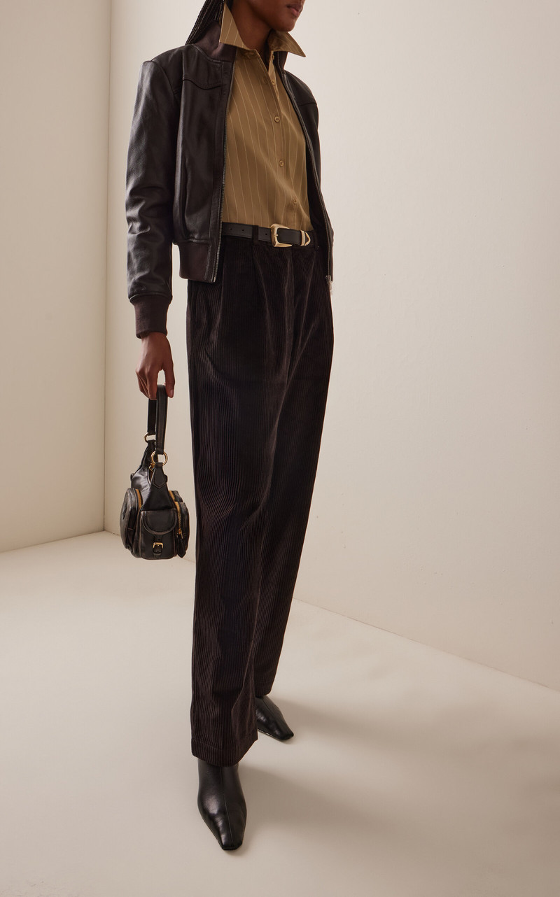 The Frankie Shop Norstrand Corduroy Straight-Leg Pants brown outlook