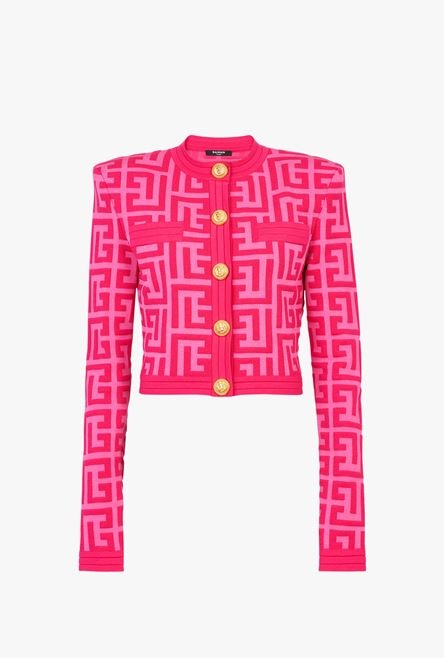 Balmain x Barbie - Knit cardigan with light pink Balmain monogram - 1