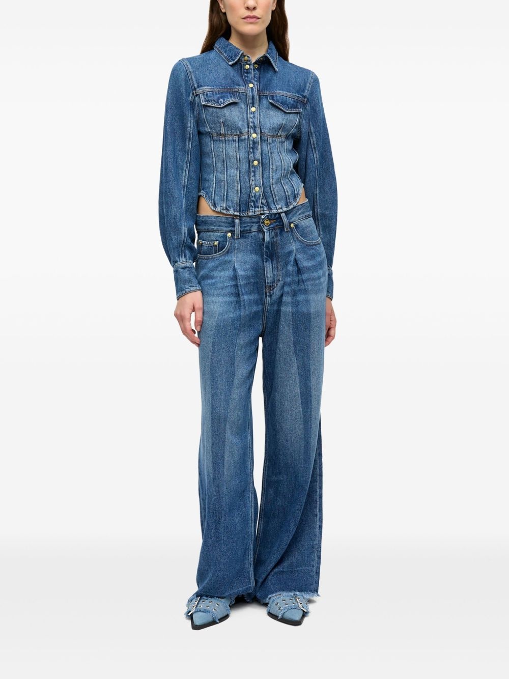 appliqué wide-leg jeans - 2
