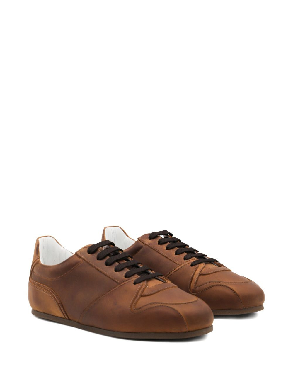 leather lace-up sneakers - 2