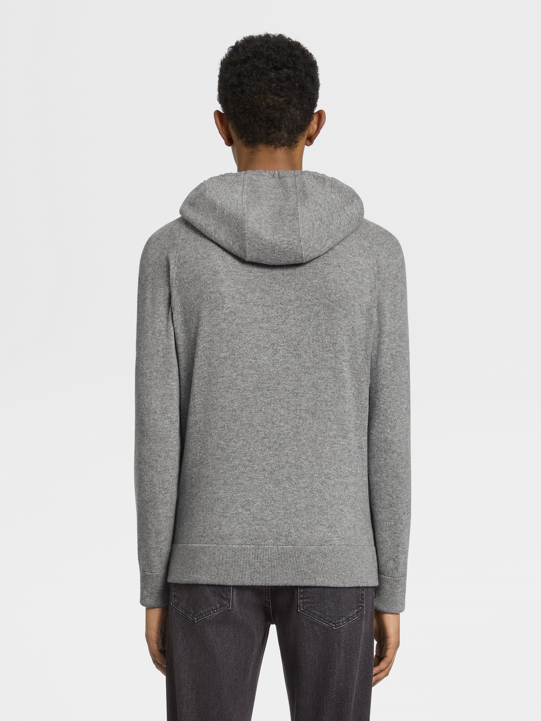 GREY MÉLANGE OASI CASHMERE HOODIE - 3