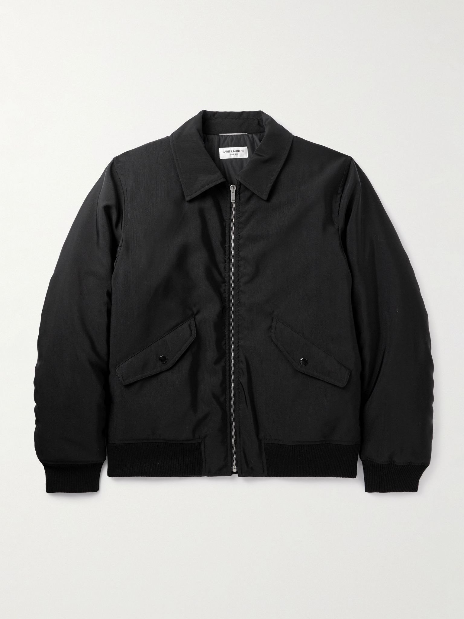 Padded Twill Bomber Jacket Black - 1