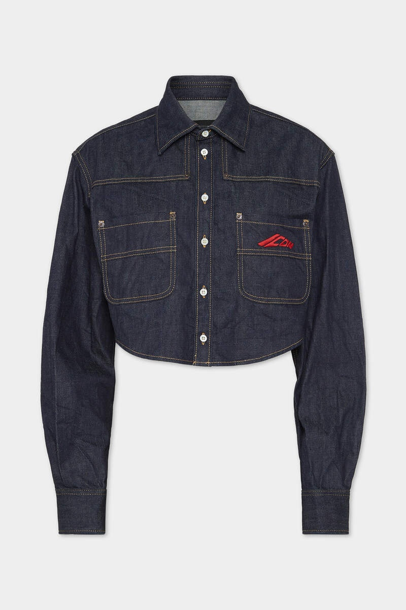 DARK WASH ICON CROPPED JEAN SHIRT 1