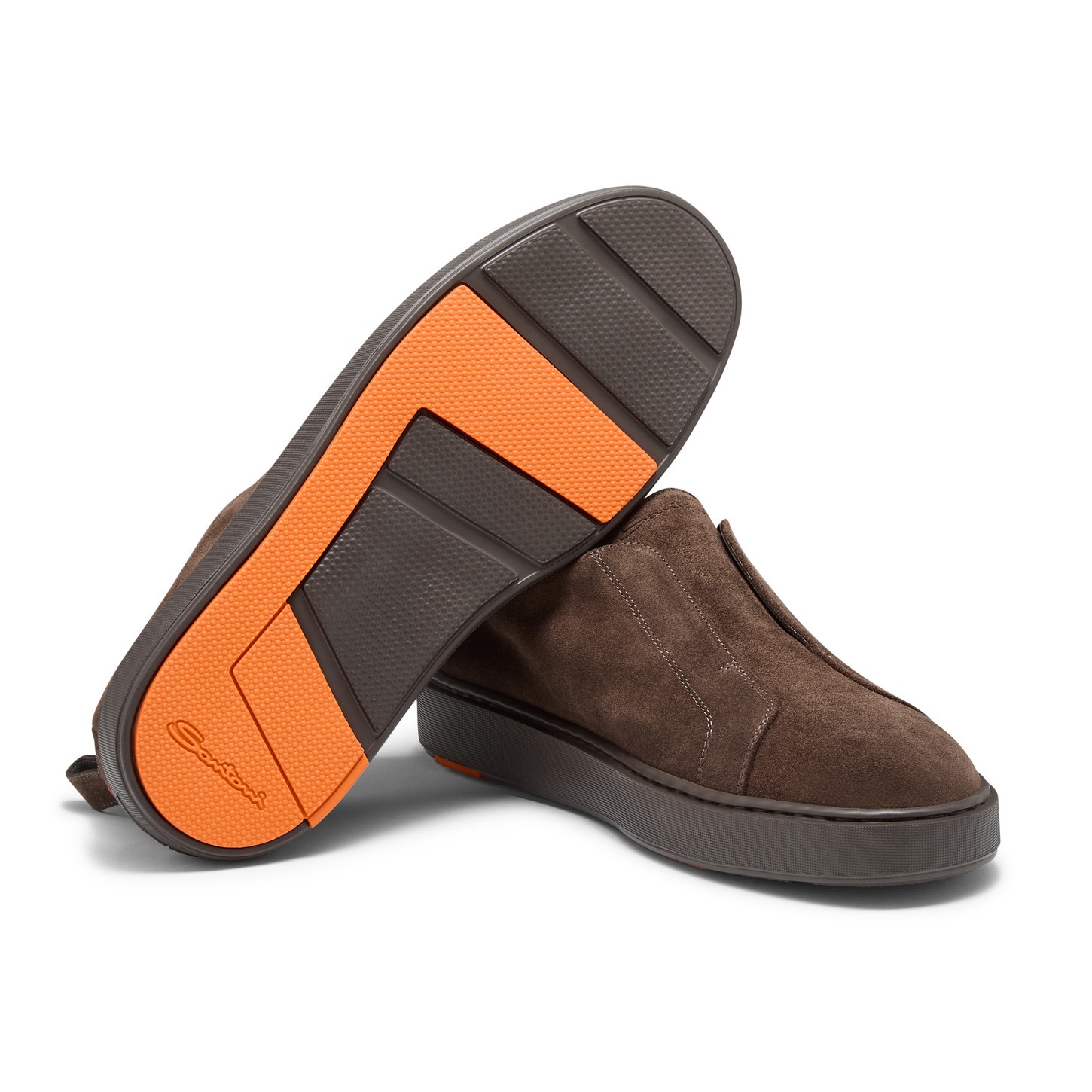 Men's dark brown suede slip-on sneaker - 4