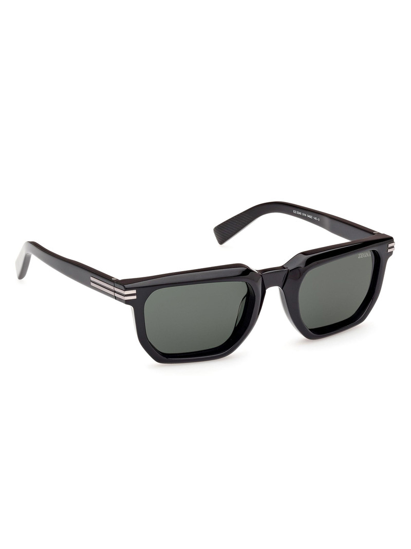 Men's 54MM Rectangular Sunglasses - Shiny Black Green 9