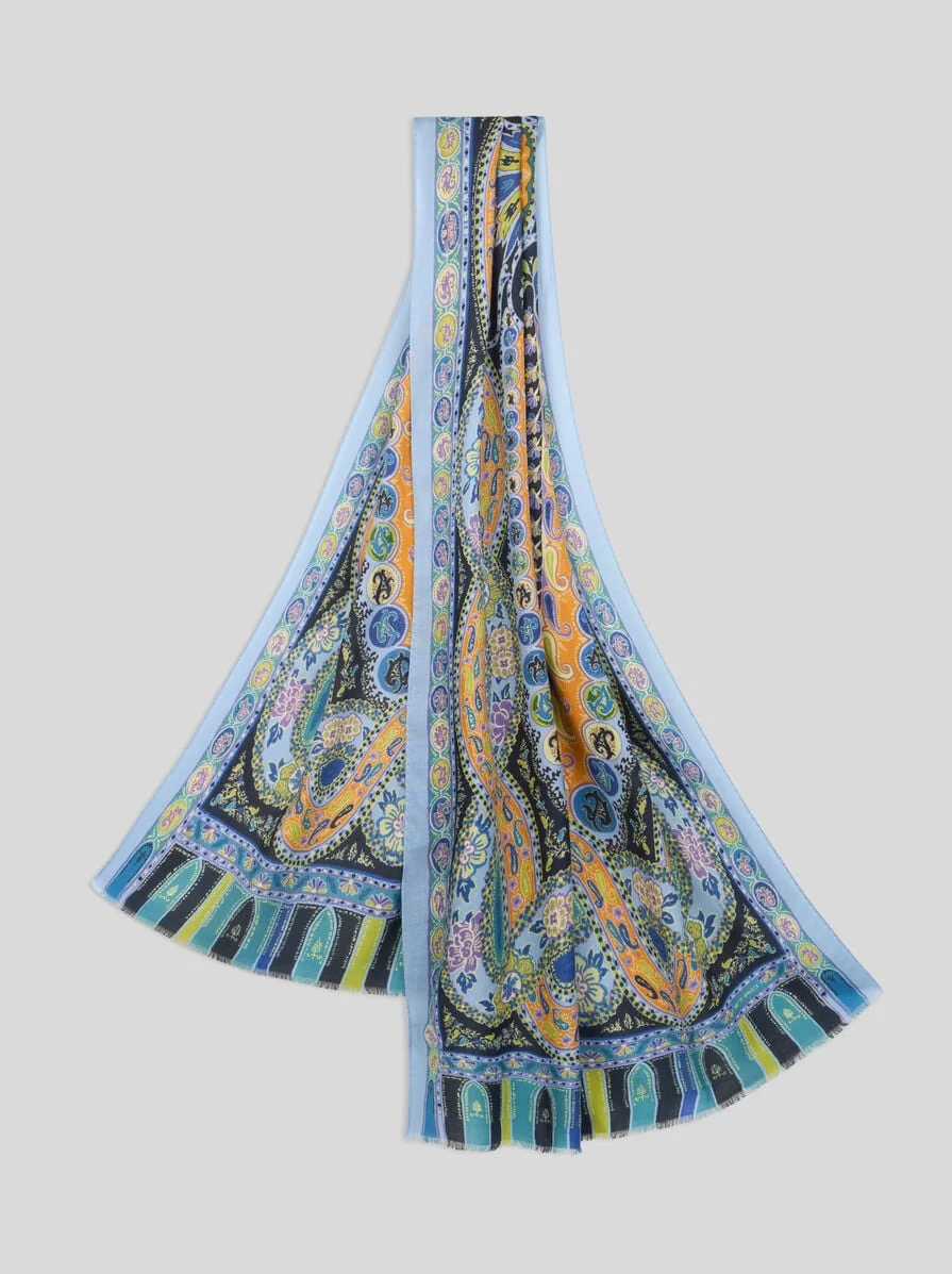 PAISLEY WOOL AND SILK SCARF - 1