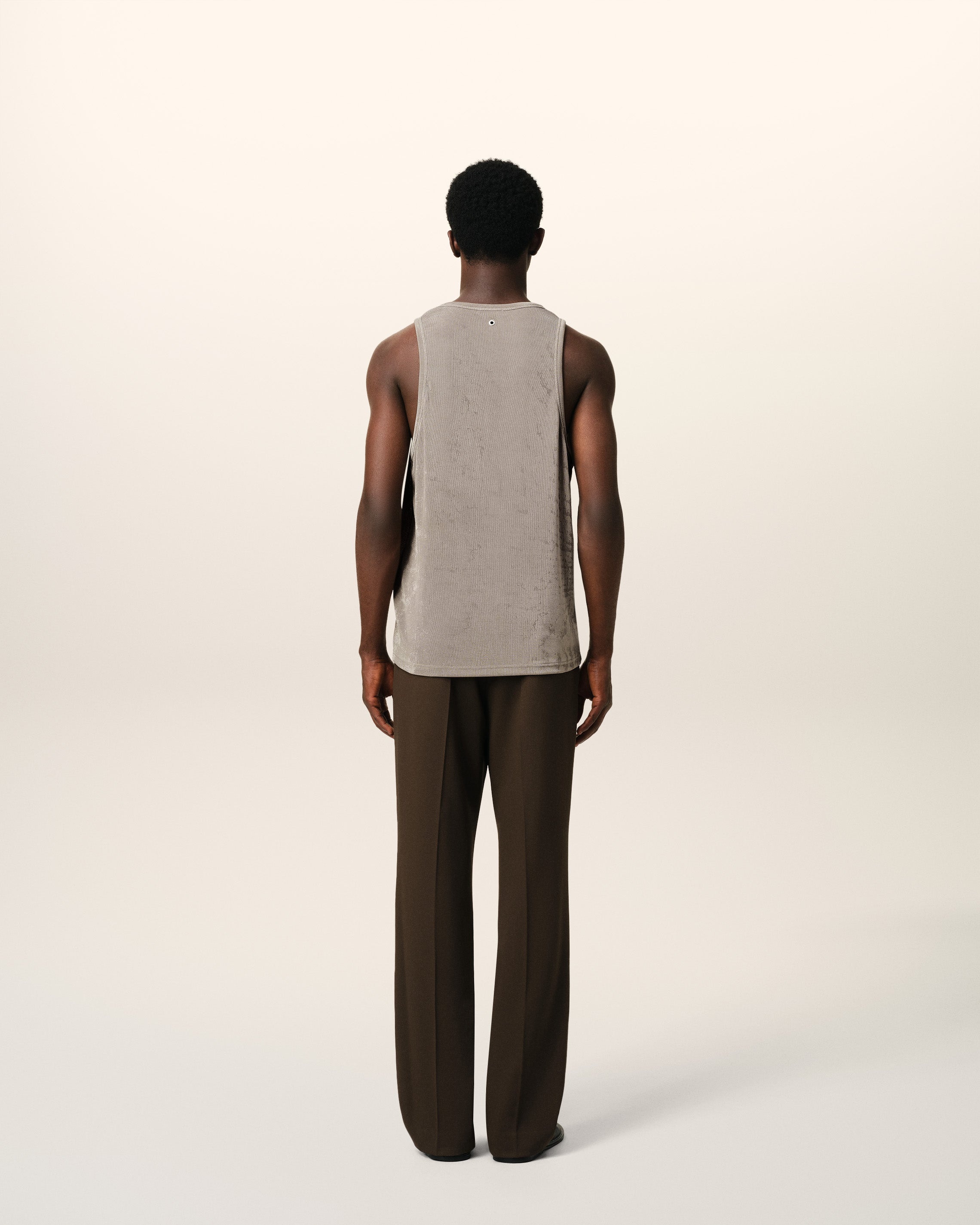BEIGE LIGHT SHINY RIB JERSEY TANKTOP - 5