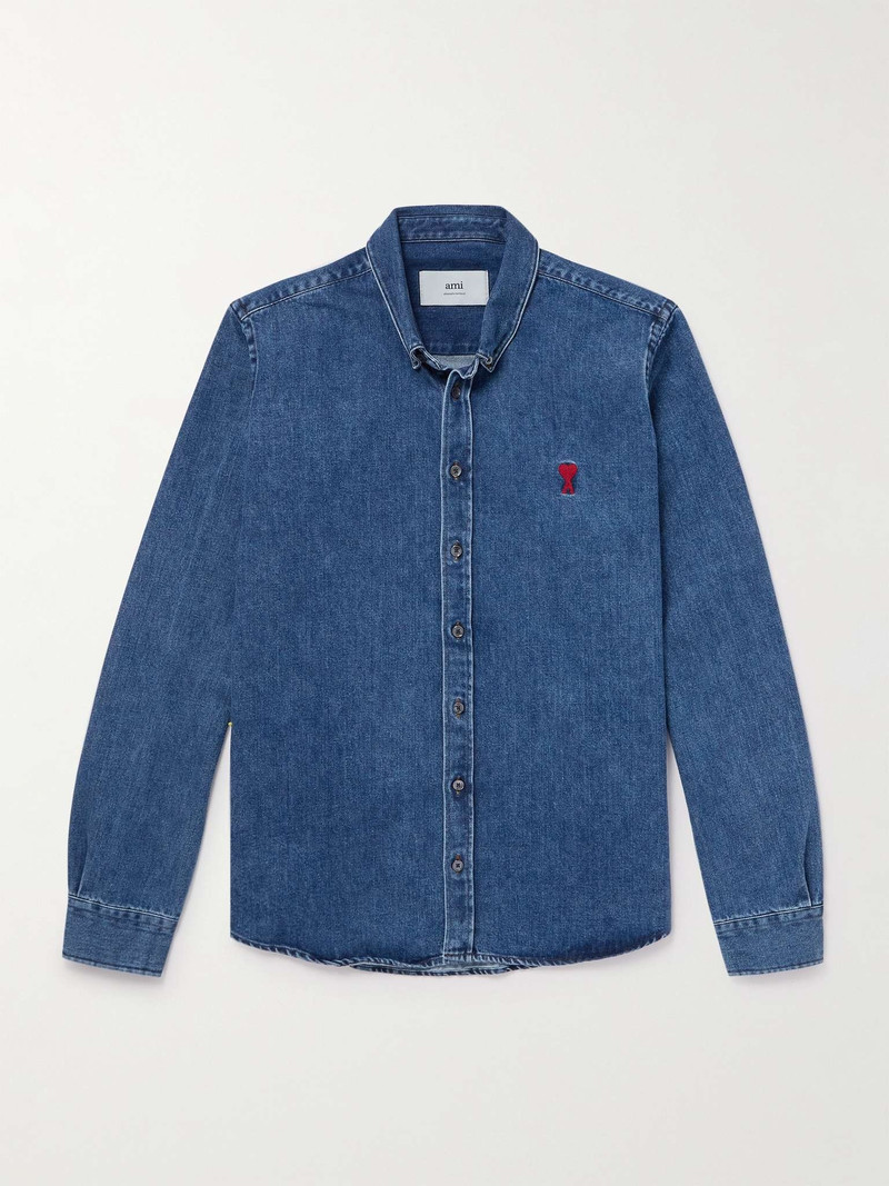 ADC Button-Down Collar Logo-Embroidered Denim Shirt 1
