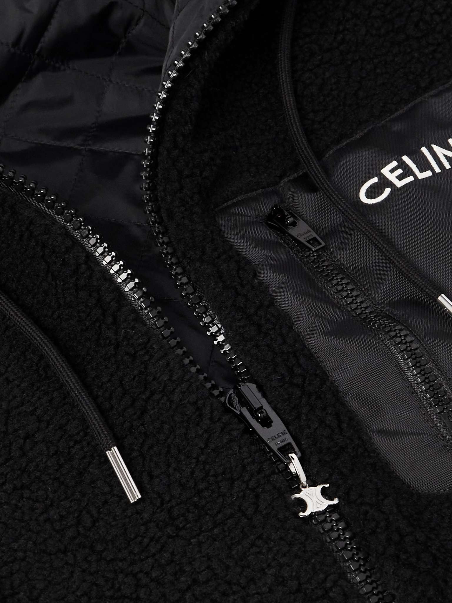 華やぎアイテム【CELINE】Shell-Trimmed Fleece Hoodie CELINE Logo-Embroidered Shell-Trimmed Fleece Hoodie