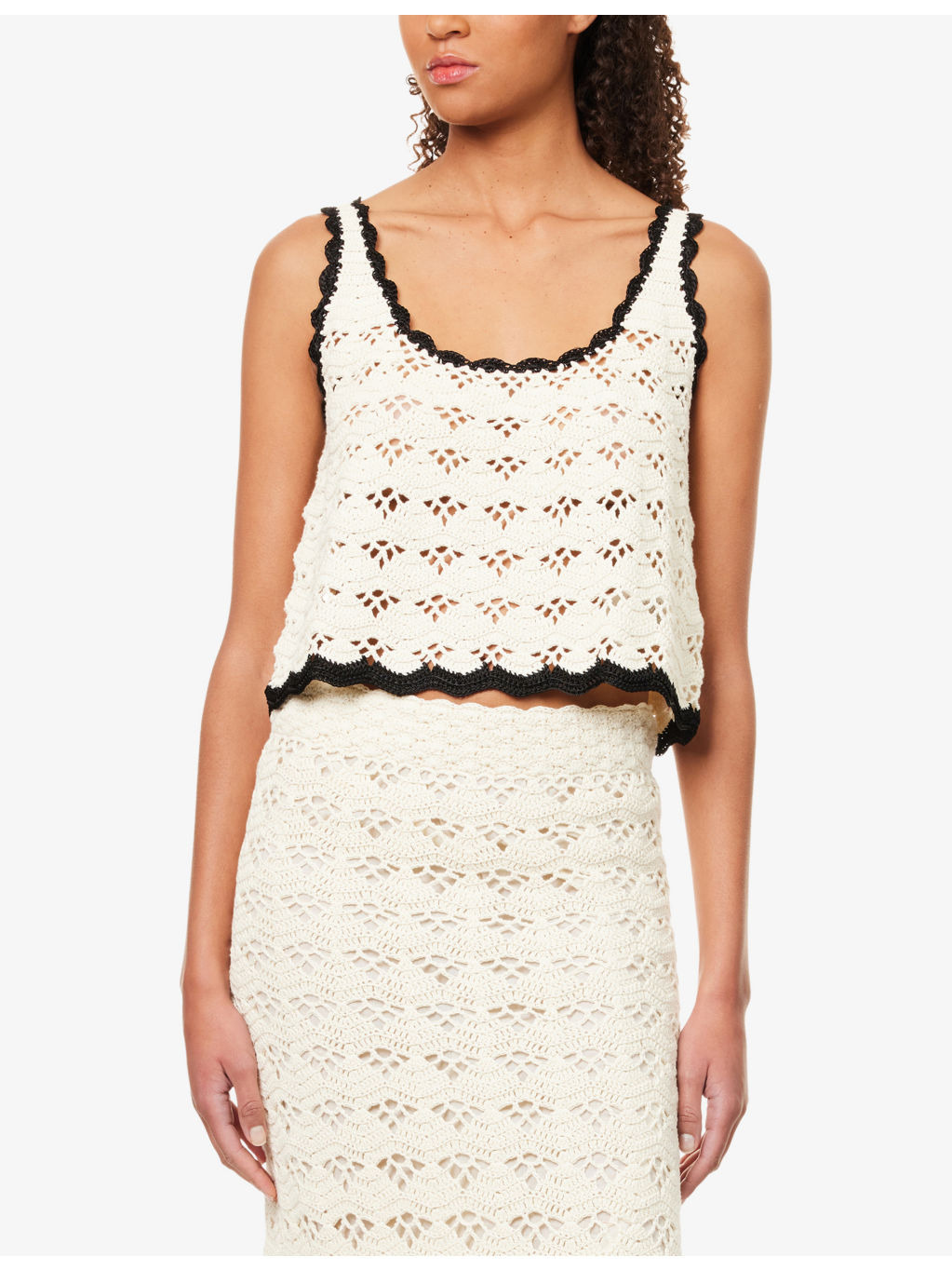 Rhiannon Cotton Crochet Knit Tank Top - 3