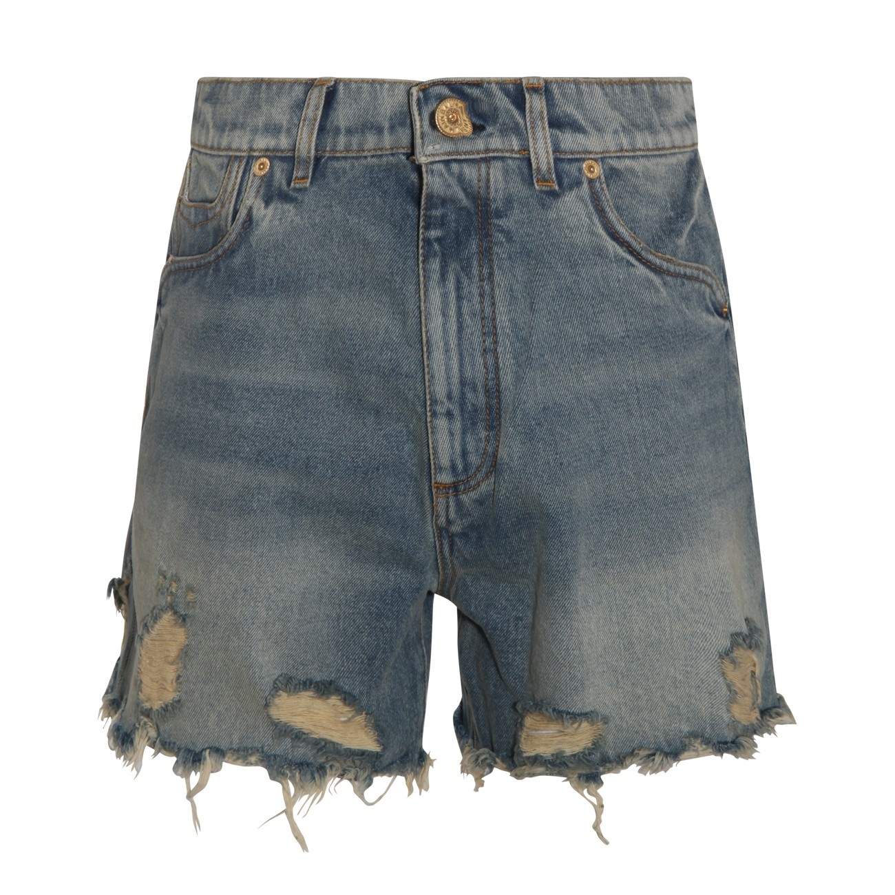 blue cotton denim shorts - 1