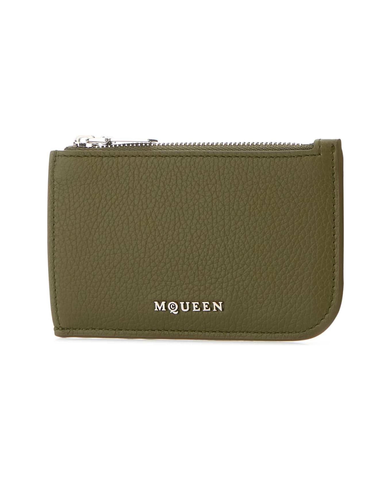 Army Green Leather Card Holder - 2