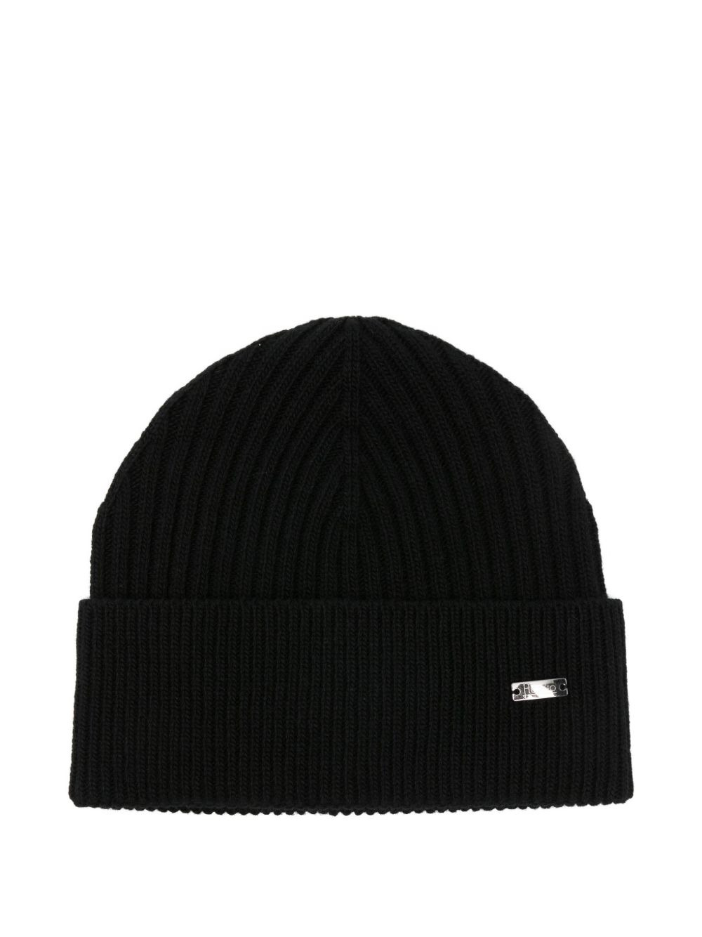 ribbed logo-plaque beanie - 1