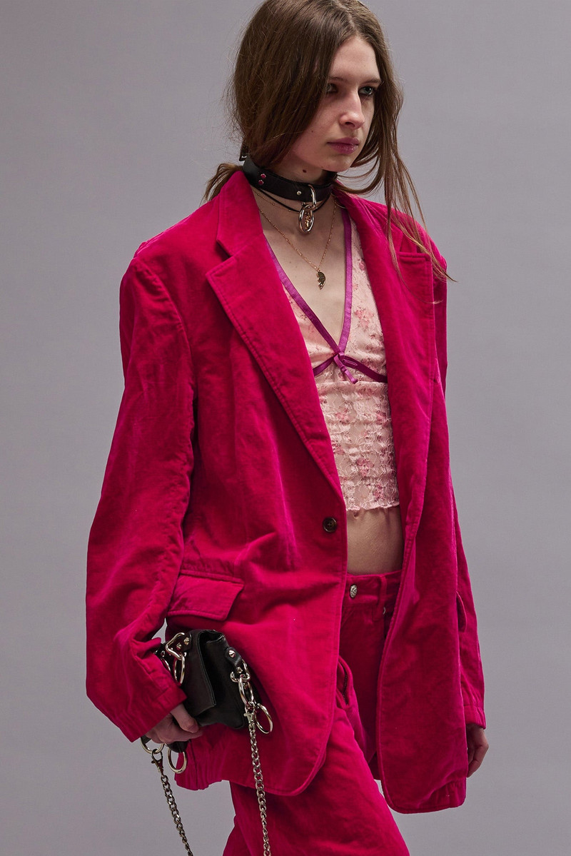 R13 OVERSIZED RAGGED BLAZER - RASPBERRY - R13 outlook