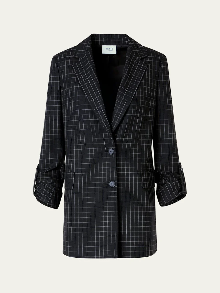 Windowpane Check Single-Breasted Jacket - 1