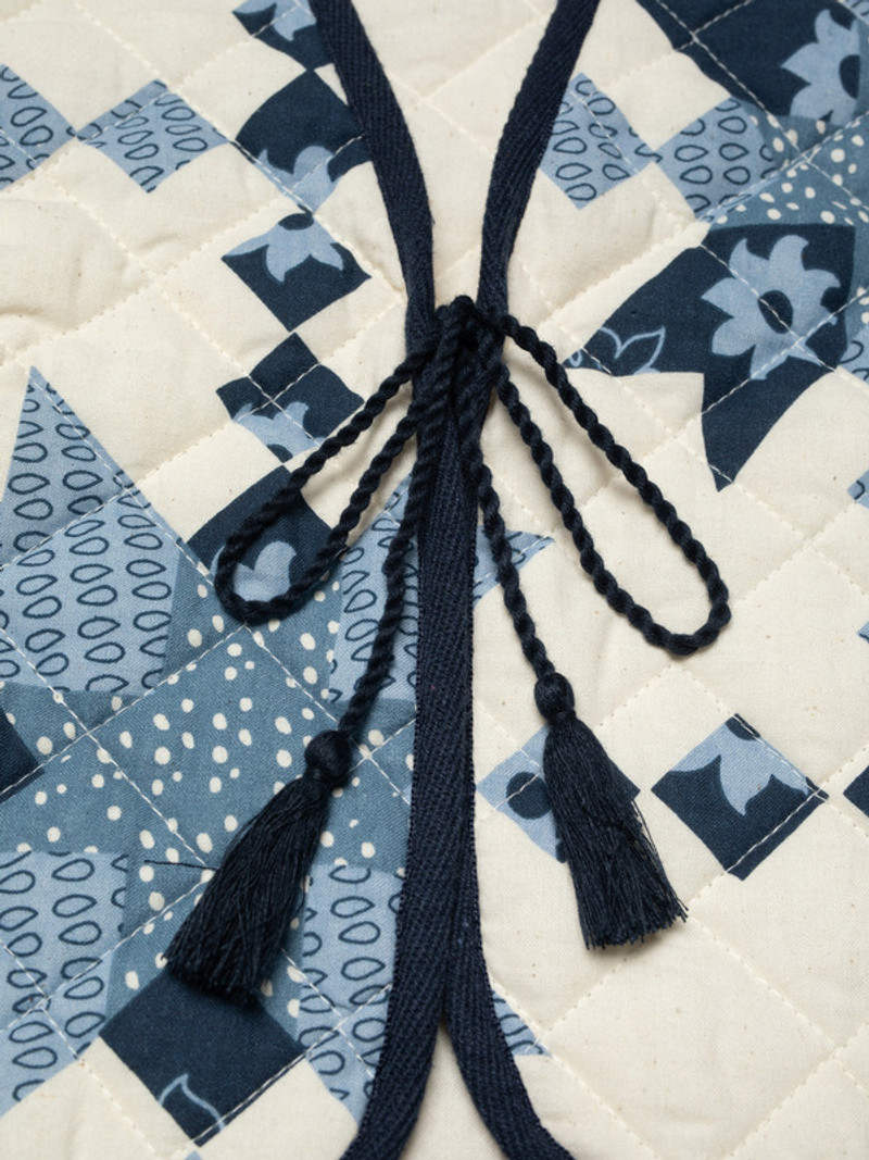 Lill Quilted Cotton Vest Offwhite/Blue 3