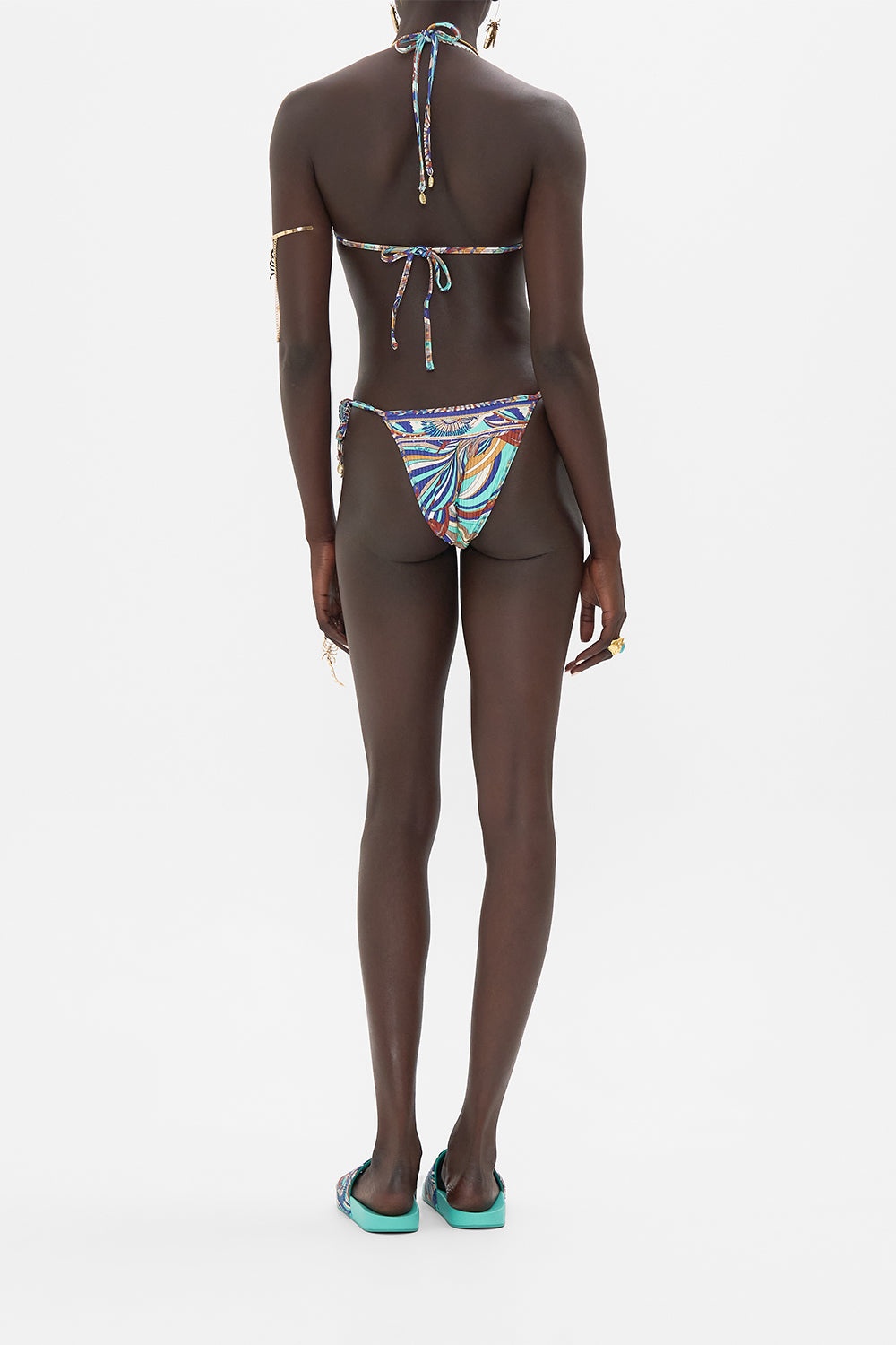 TRI BRA BIKINI WITH MULTICOLOUR STITCH DETAIL - 3