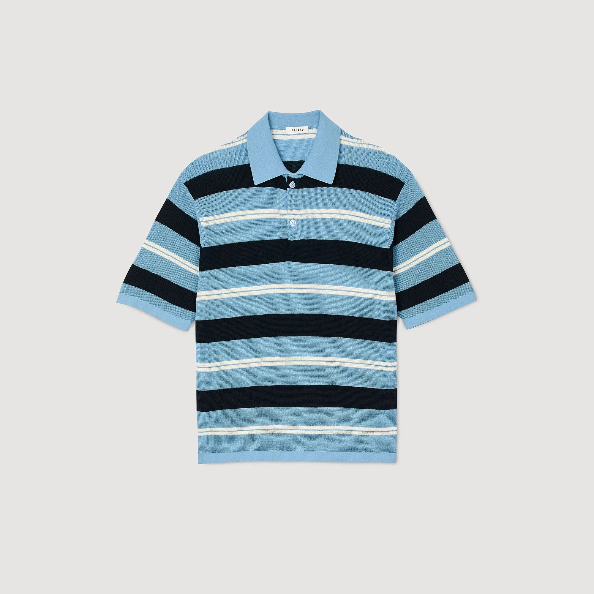 STRIPED KNIT POLO SHIRT - 1