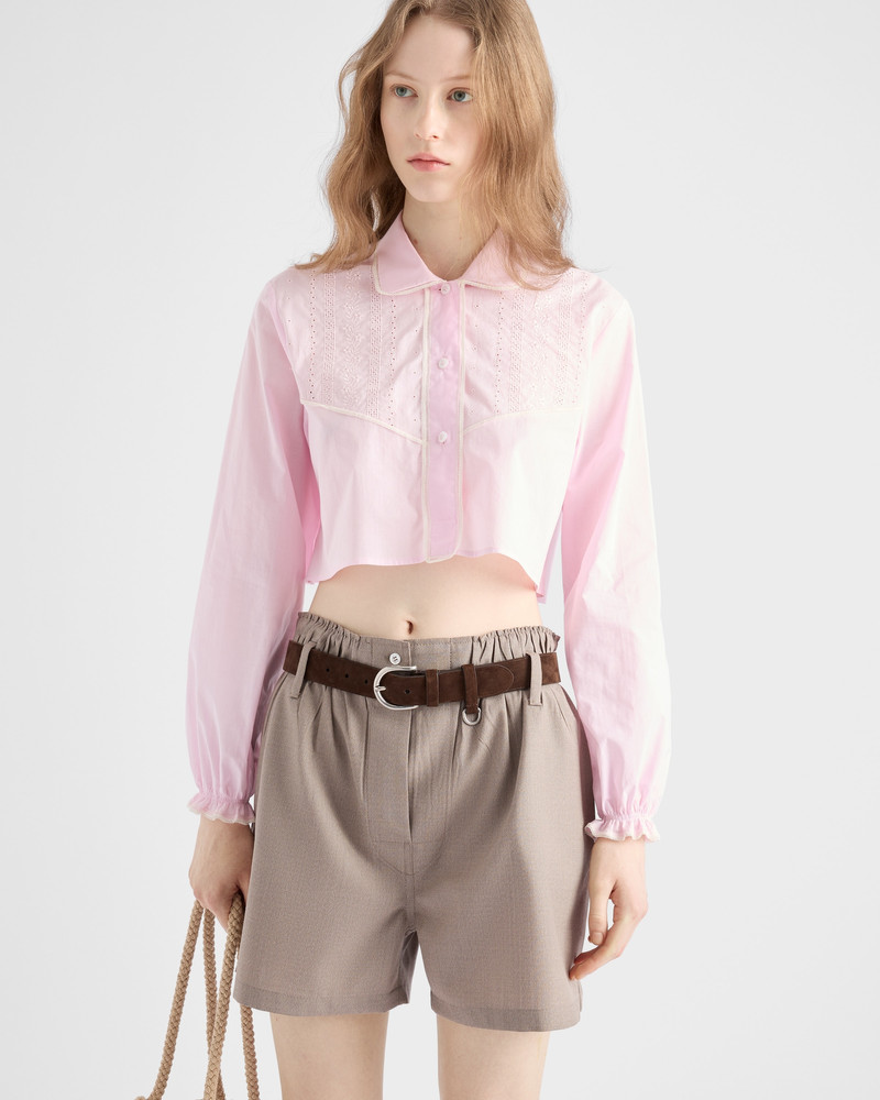 Embroidered cropped batiste shirt 4